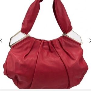 Furla Red Leather Gathered Shoulder Bag